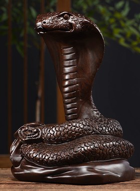 极速木雕摆e件蛇实木质雕刻动物生肖家居客厅办公书架装饰红木工