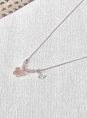 极速少女粉见渐变色蝴蝶编s绳项链2024新款爆款高颜值锁骨链超显