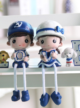 极速家居装饰品树脂工艺品搁板小摆件LOVE海军吊脚娃娃.情人节结