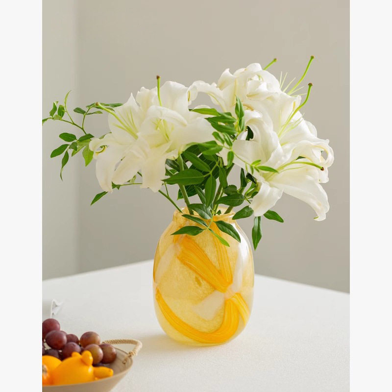 中古琉璃花瓶渐变晕染手工半然家居轻奢高级感艺术花器插花摆件大,淘宝优惠券,粉丝福利购,淘宝优惠卷