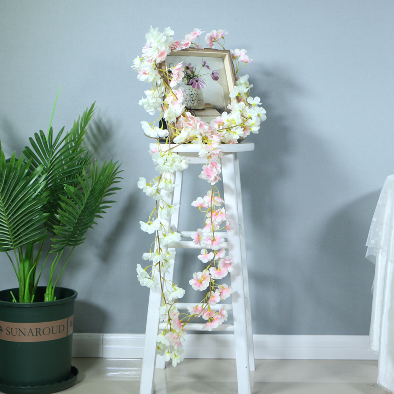 速发桃花地梅花枝向日樱落葵长枝绢花假花客厅装饰花艺塑料花单支 - 图2