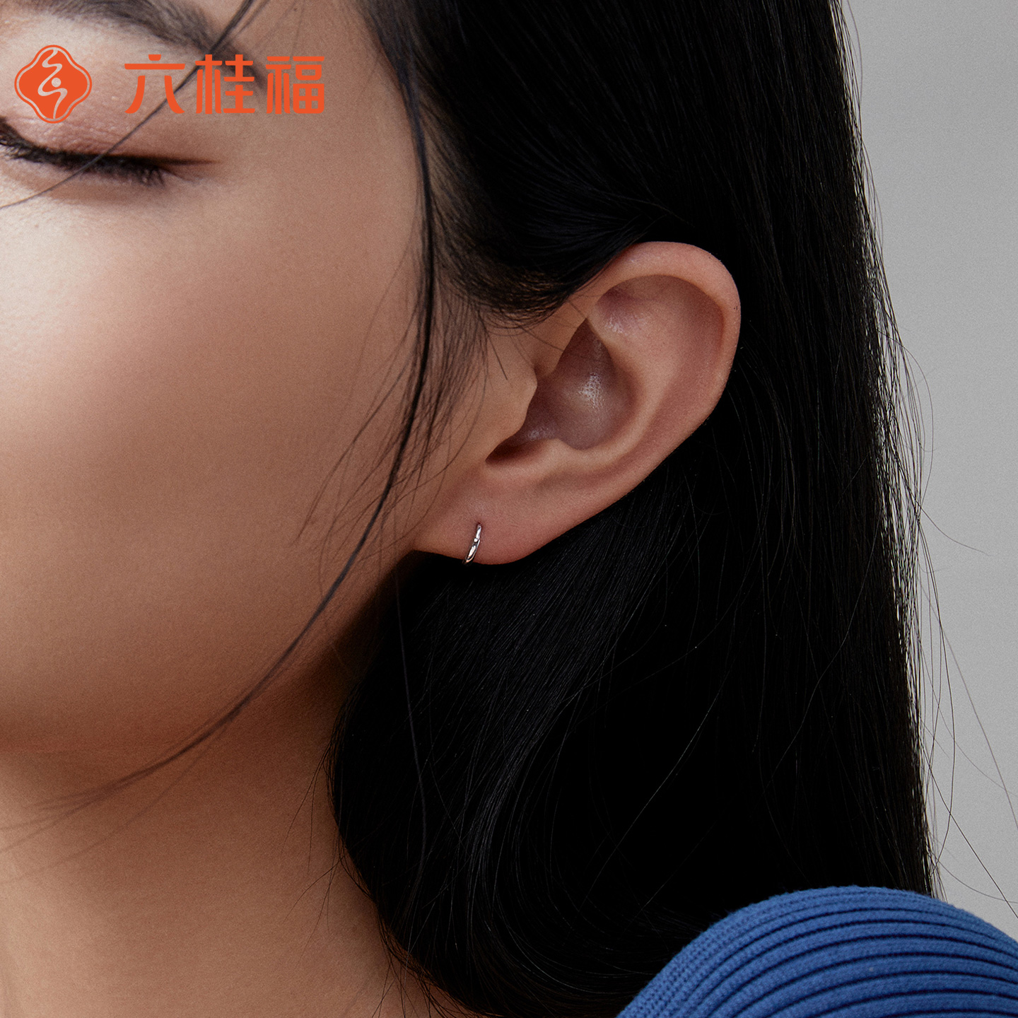 六桂福珠宝纯铂金pt950耳圈女素圈耳环2025新款圣诞礼物 - 图3