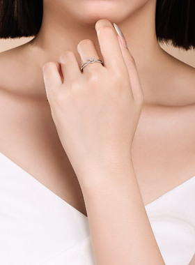 六桂福925纯银戒指女一鹿有你