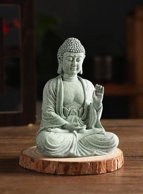 青砂石佛像摆件微景观鱼缸造景假山盆景客厅禅意茶桌面石头小坐佛