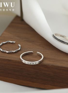 极速银饰戒指暗黑系m泰银纯银戒指女ins潮复古网红食指戒指女叠戴