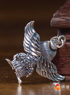 极速藏村大鹏金翅鸟吊坠w家用银大鹏金翅鸟铜像随身佛挂件