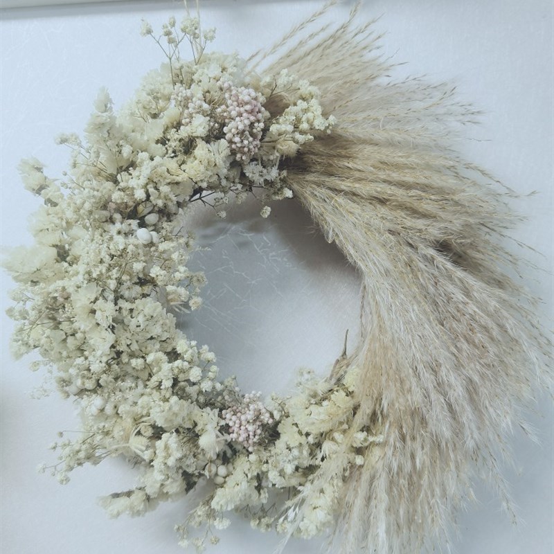 极速insc森系芦苇花环干花壁饰装饰花拍摄背景影楼道具门挂花门楣 - 图1