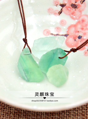 极速灵麒珠宝-薄荷硬糖- 天然随形薄荷绿色萤石 小清Z新锁骨链