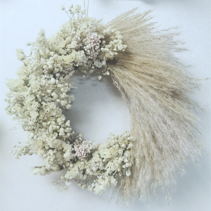 极速insc森系芦苇花环干花壁饰装饰花拍摄背景影楼道具门挂花门楣 - 图0