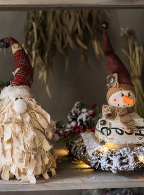 极速圣诞节日老人雪n人气氛摆件挂件圣诞树复古怀旧风手绘艺术风