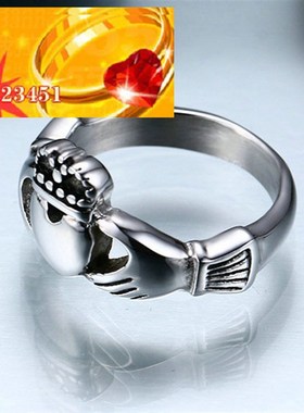 极速钛钢克f拉达戒指爱尔兰传统婚戒象徵爱情戒指ring