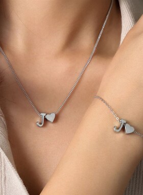 极速2pcs Heart & Letter Decor JeFwelry Set for Women ABC