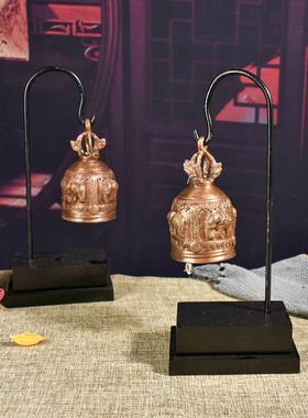 极速泰国木雕工艺品铜铃摆件东南亚泰式风格创意家居X玄关装饰桌