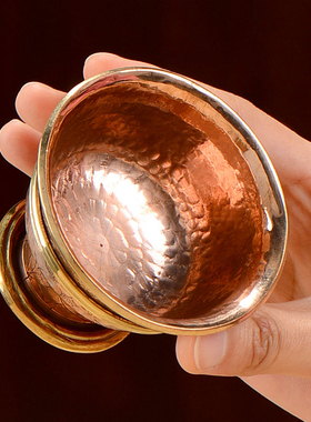 极速纯铜手工供水杯尼o泊尔紫铜供水碗家用高脚供水杯供碗供杯大