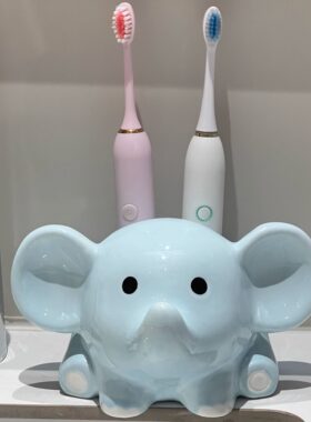 大象牙刷架卫生间家用牙具收纳筒电动牙刷底座支架陶瓷置物架