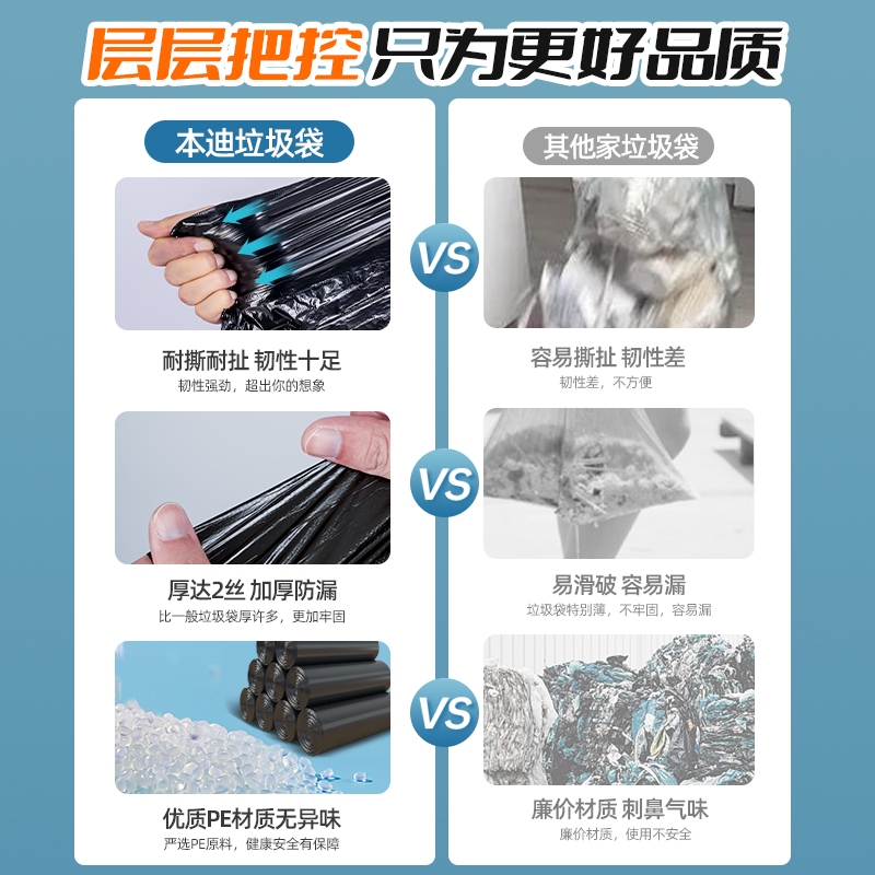 【 烈儿宝贝直播间】垃圾袋家用手提加厚背心办公室黑色大号塑料