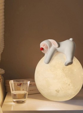 极速月亮灯兔子j摆件办公桌摆件家居饰品新婚礼物宿舍生日礼物纪