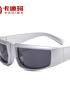 极速欧美2022新款骑行运动太阳眼镜Y2K未来感银U色嘻哈蹦迪太阳眼