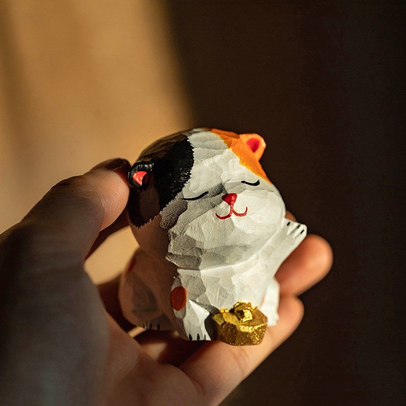 极速网红可爱小猫咪汽车r摆件手工木雕中控台车载装饰治愈系萌宠,淘宝优惠券,粉丝福利购,淘宝优惠卷