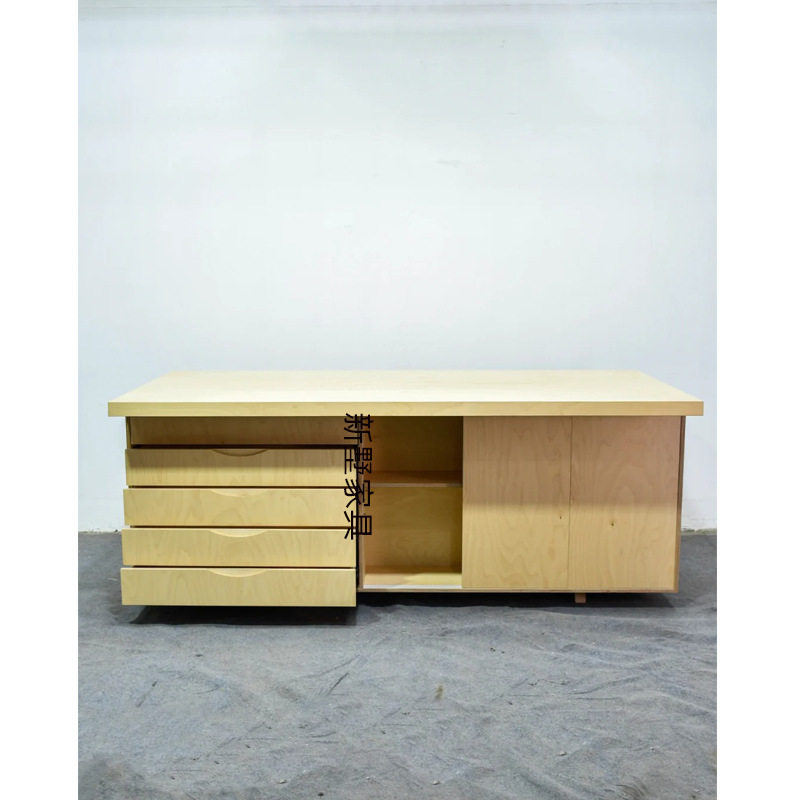 设计师桦木海洋板办公桌简约现代主管桌办公桌带抽屉储物柜工作台,淘宝优惠券,粉丝福利购,淘宝优惠卷