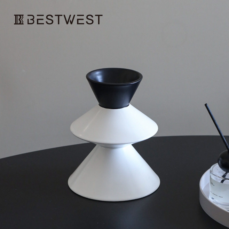 博西家居北欧几何陶瓷花瓶摆件民宿酒店样板间客厅餐桌蜡烛台设计,淘宝优惠券,粉丝福利购,淘宝优惠卷