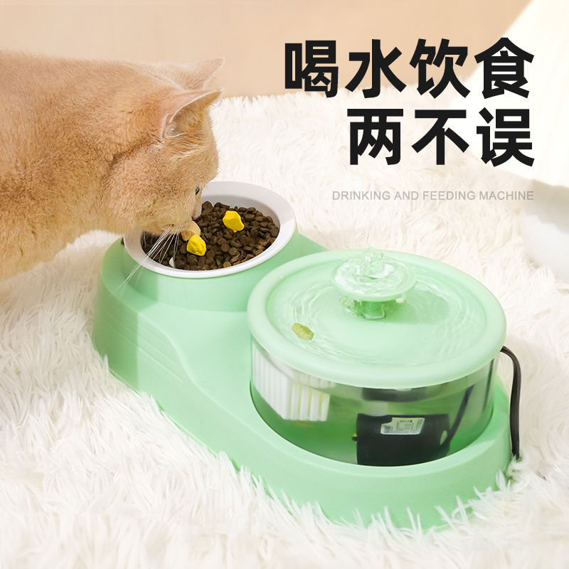 极速猫咪饮水机自动循环流动饮水器宠物喝水N器水盆猫水碗一体陶 - 图1