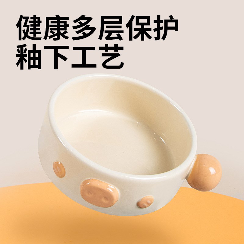 极速猫碗陶瓷护颈宠物碗猫u咪狗零食盘子防打翻可爱小猪狗碗猫盆 - 图1