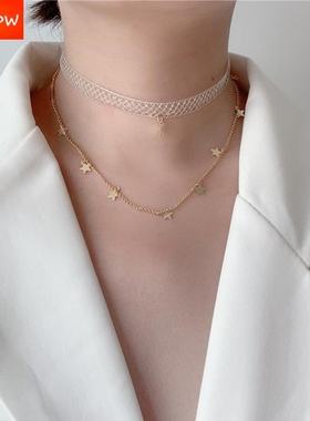 极速Chain nechklace collar necklace nymph double lace stars