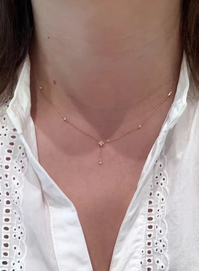 韩式ins轻奢感星星锆石项链女小众清冷感韩系简约时尚新款锁骨链
