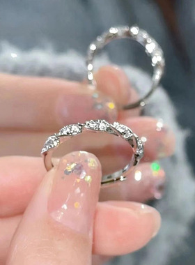 小清新银饰开口可调节女麻花缠绕款食指戒素圈高级轻奢小众戒指