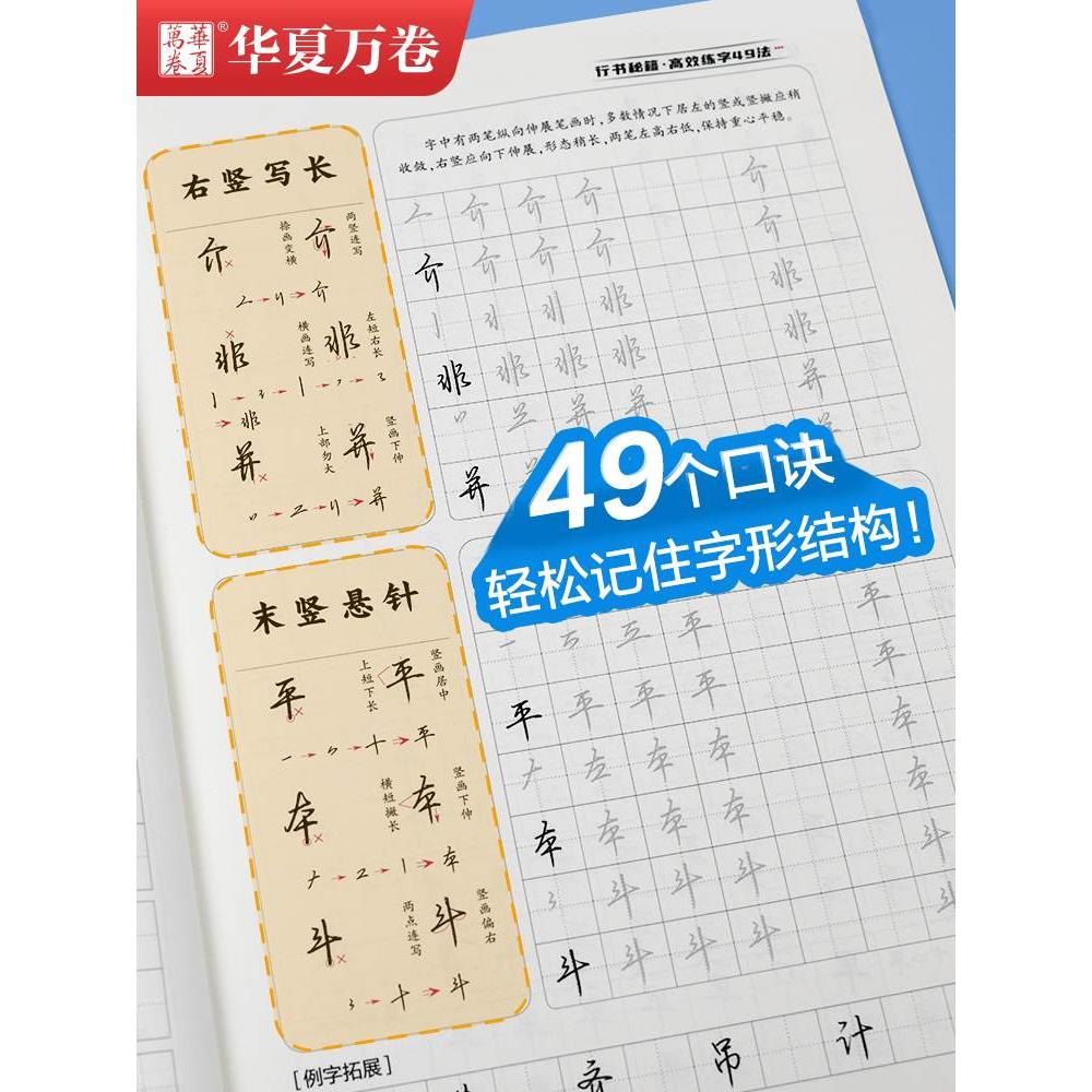 华夏万卷控笔训练字帖行书字帖志飞习字 高效练字49法成年男基础行楷书入门高中大人名字数字化秘籍练习成人初中生专实用抖音同款 - 图0