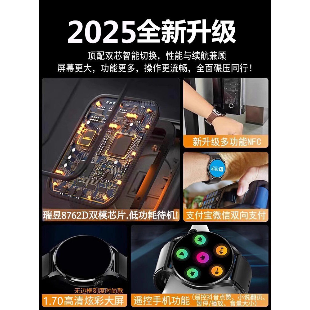 2026新款官方正品智能手表华强北watch4可接打电话GT4多功能蓝牙成人测血压心率运动防水男女手环太空人