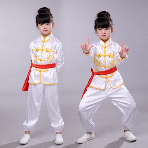 儿童武术服装表演幼儿园男童女舞龙功夫练武服打太极少儿练功演出 - 图2