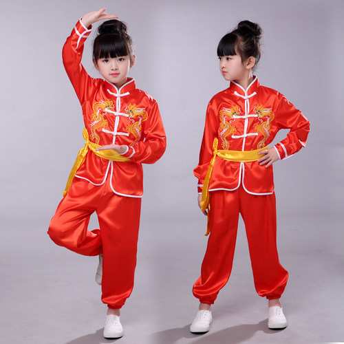 儿童武术服装表演幼儿园男童女舞龙功夫练武服打太极少儿练功演出 - 图1