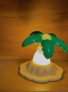 新品椰树与海可o爱卡通椰子树小书桌氛围灯创意夜灯摆件节日