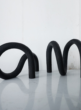 极速简约现代黑白蓝接q喷砂绳结摆件样板房售楼处书房客厅软装饰