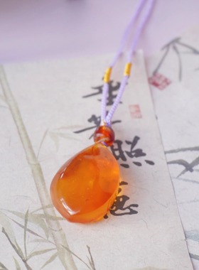 九紫离火佛宝护身蜜蜡黄蜜吊坠琥珀随型随形毛衣挂件8.6gNO.834