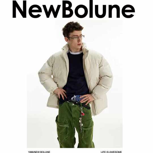 NEW BOLUNE/New Balance Official Website Loose and Casual Standing Collar Warm Collar Bread Cotton Clothing Jacket Couple