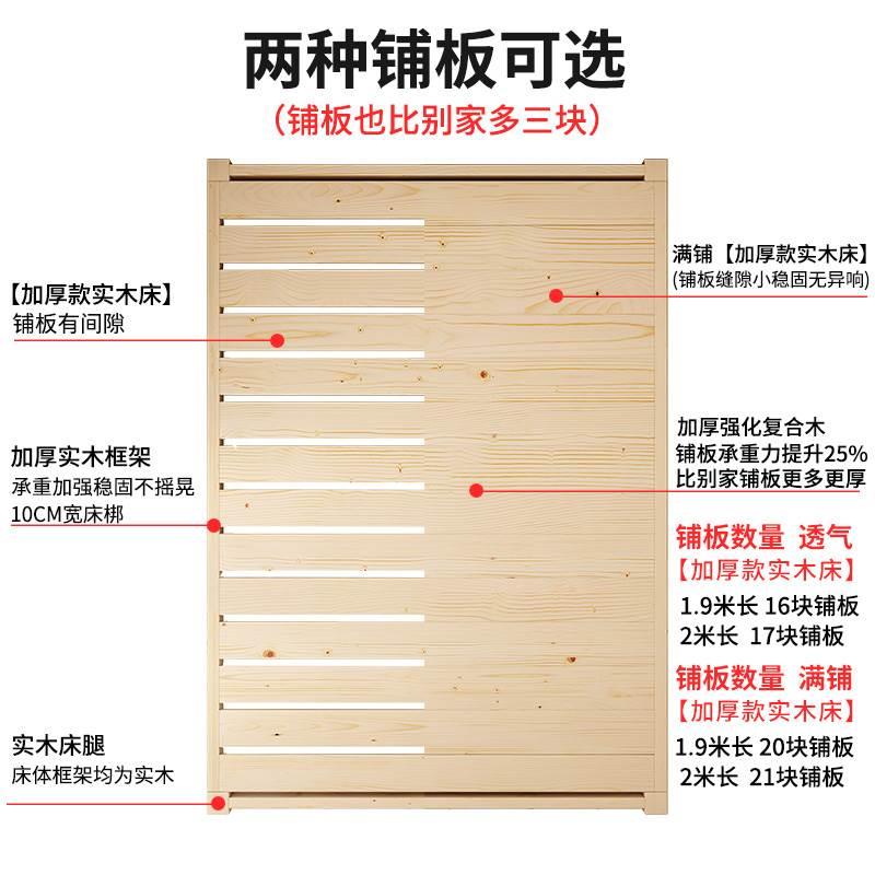 榻榻米床架子全实木床板无床头单人床成人排骨架双人床家用塌塌米 - 图2