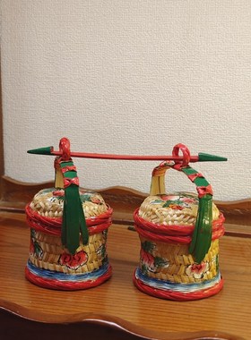 潮汕春盛竹d编手绘竹篮子中秋春节送礼传统节日潮州竹编春盛