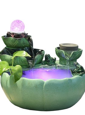 风生财高山流水喷泉摆件循环送朋友开业礼K物招财转运装饰桌面树