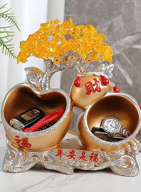 创意水晶发财树摆件乔p迁新居礼品玄关钥匙收纳摆件进门鞋柜装饰