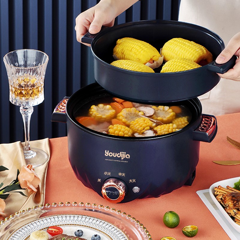 电炒锅一体多功能蒸煮o炖锅电火锅宿舍小电煮锅旅行便携式多功能 - 图2
