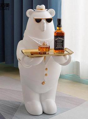 北极暴力熊托盘摆件客厅大型号落地公仔乔迁礼物艺术家居软装饰品
