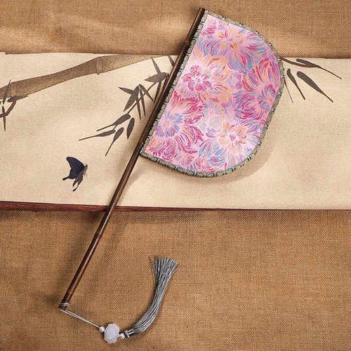 古风刀扇战国袍扇子遮面便面人鱼泪古风紫竹长柄汉服走秀拍照道具 - 图0