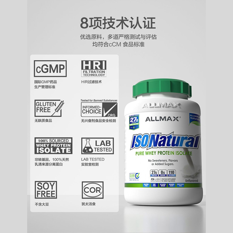 ALLMAX分离乳清蛋白粉ISOFLEX健身增健肌whey天然分离乳清蛋白质 - 图1