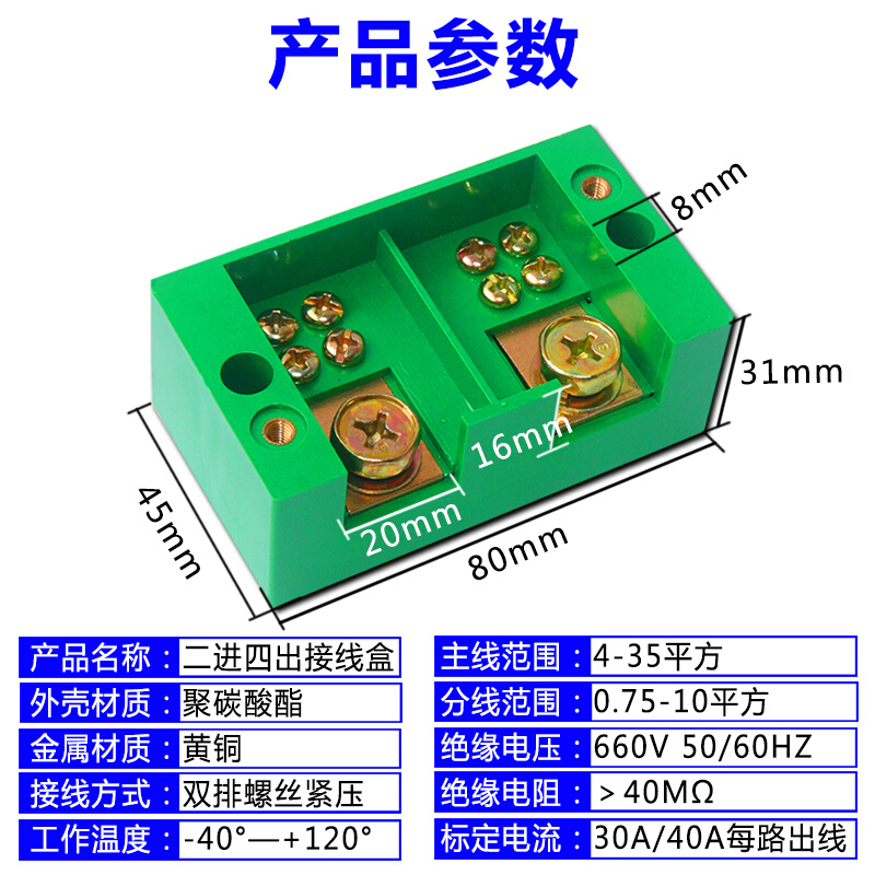 二进四出接线端子分线盒端子排220V家用电表箱接线盒电线连接器-图1