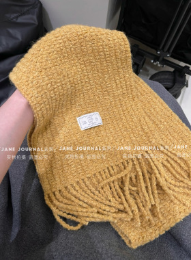 Jane·韩代款软糯针织围巾秋冬流苏氛围感小众长款保暖加厚送礼女