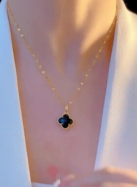 新款钛钢四叶花双面轻奢毛衣链