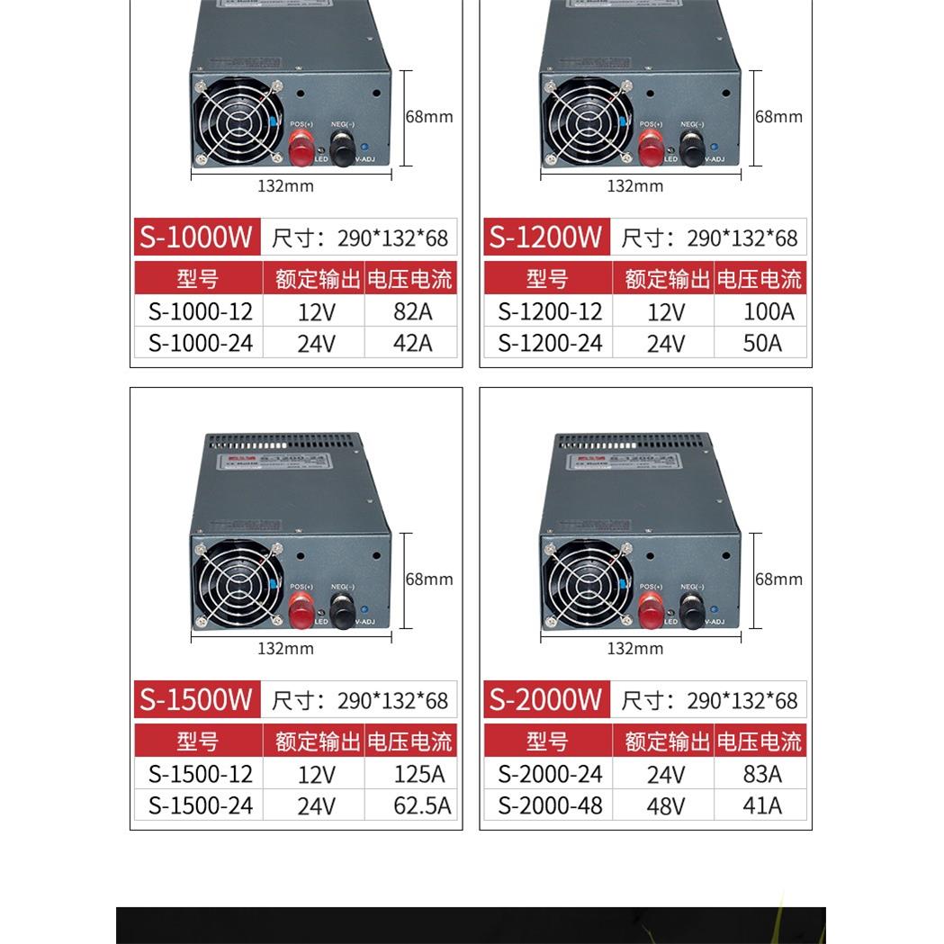 2000W开关电源S-1200W/1500W24V12V36V48V60V1000W大功率电源